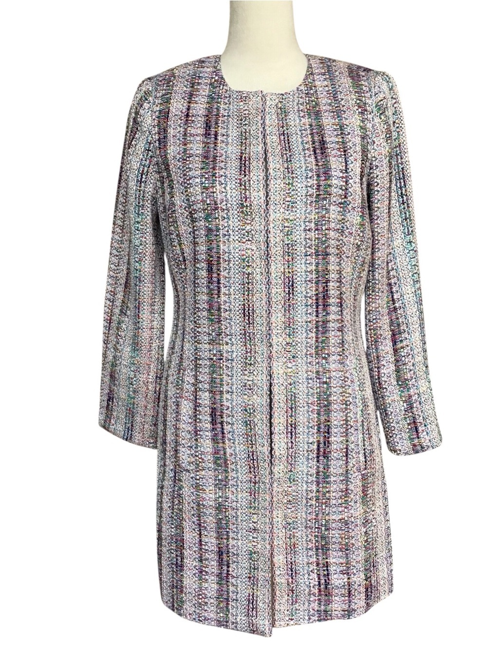 Etcetera Multicolor Twill Mid Length Coat New